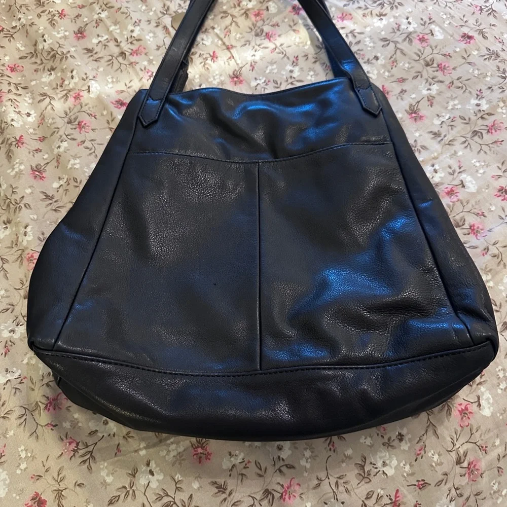 margot Black Leather Shoulder Bag with Gold Hardware